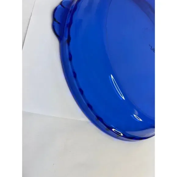 Vintage Pyrex Original Cobalt Blue Fluted Pie Baking Plate 229 9.5” Glass Dish - Picture 6 of 9